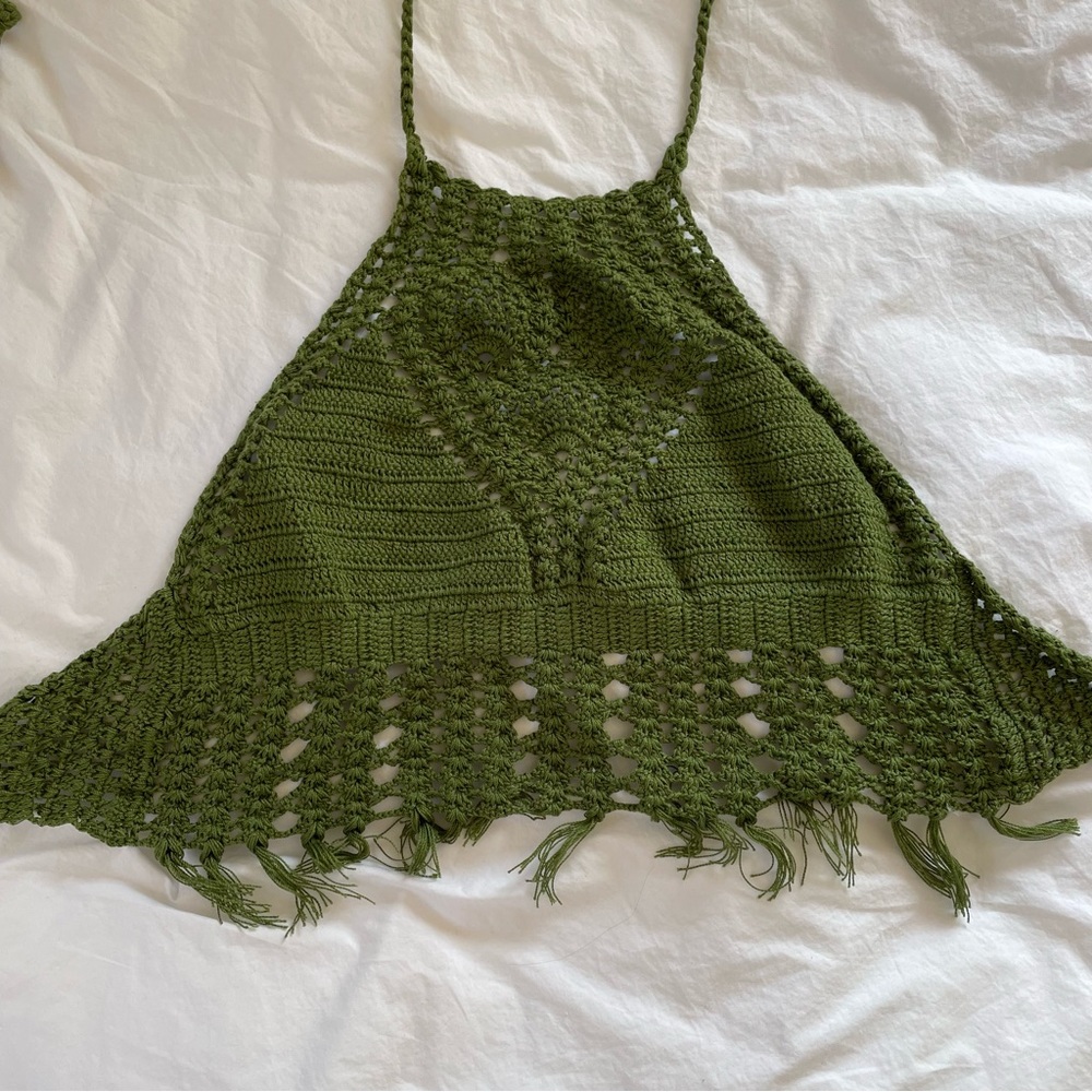 Green Crochet Halter Top